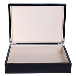 Large Black Lacquer Box With Silver