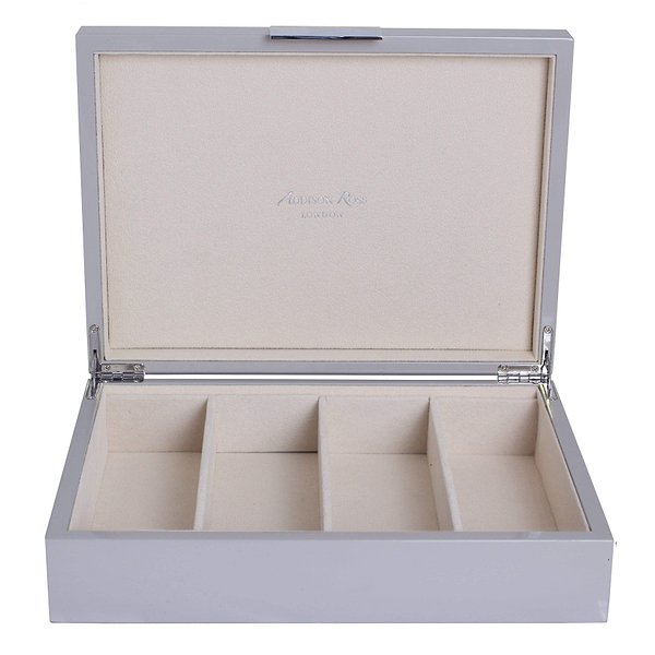 Large chiffon gray glasses box with suede interior