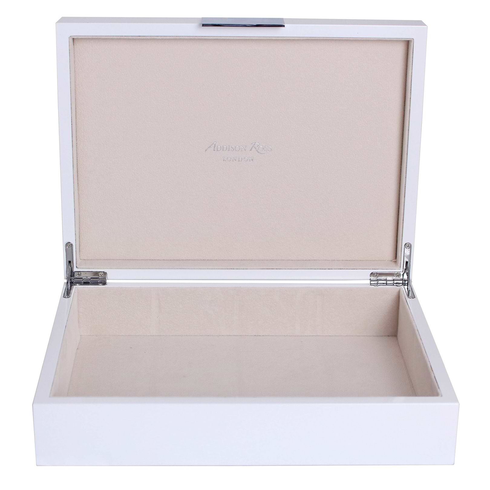 Large White Storage Box - Silver Trim - 8x10.75 | Addison Ross