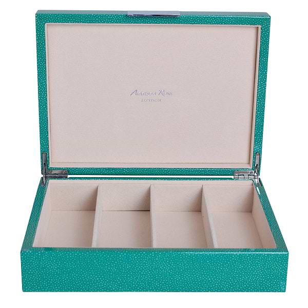 Large green glasses box with suede interior