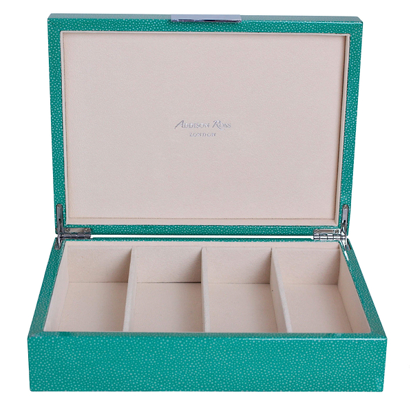 Large green glasses box with suede interior