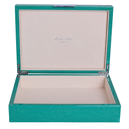 Large Green Shagreen Lacquer Box with Silver