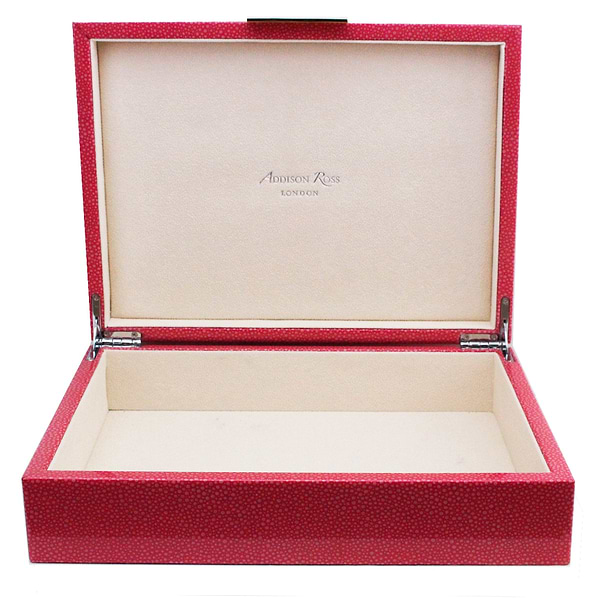 Large Pink Shagreen Lacquer Box with Silver