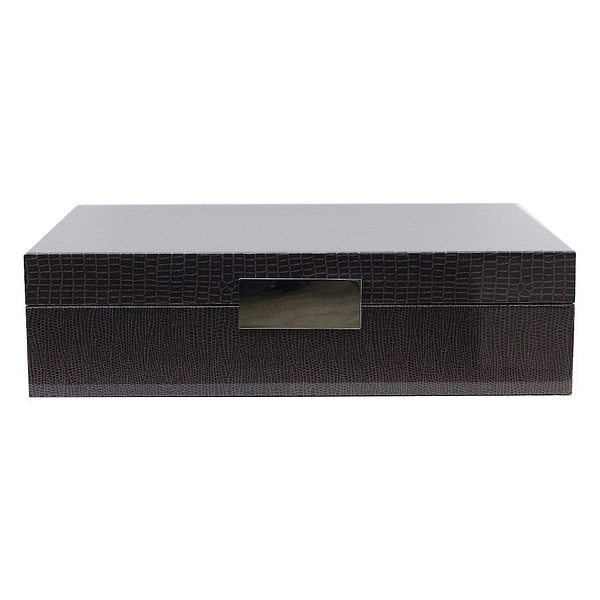 Large brown watch box with silver plated clasp