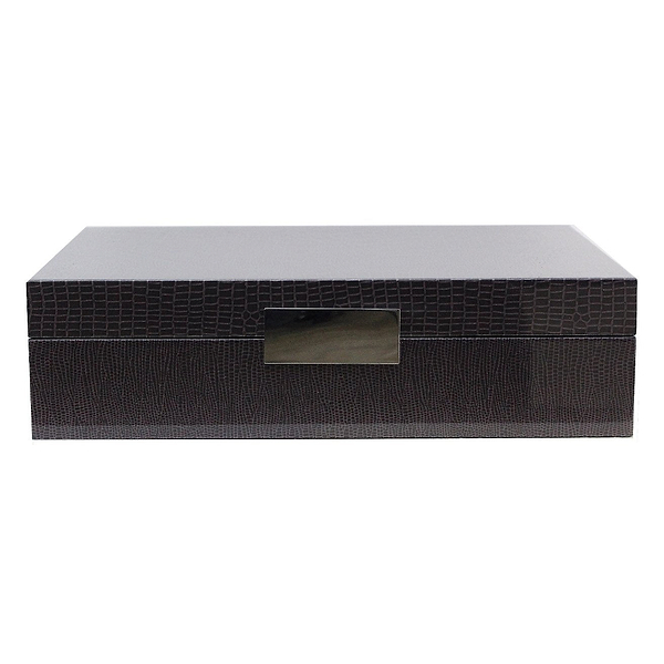 Large brown watch box with silver plated clasp