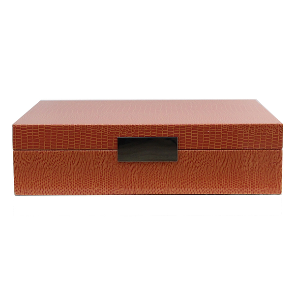 Large Orange Croc Lacquer Box with Silver