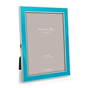 Silver Trim, Aqua Blue Enamel Picture Frame