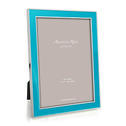 Silver Trim, Aqua Blue Enamel Picture Frame