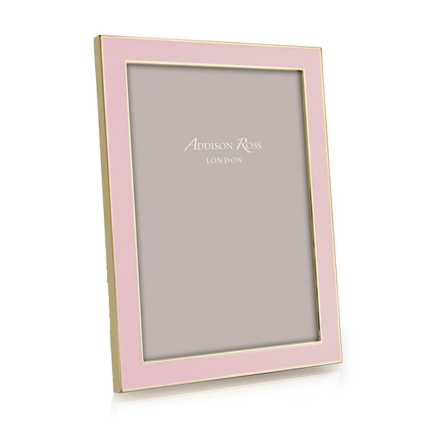 Gold Trim Pastel Pink Enamel Picture Frame