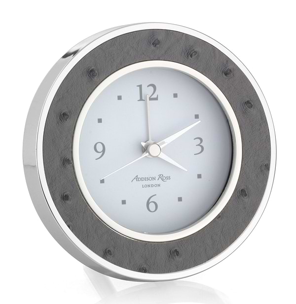 Twilight Ostrich Silver Silent Alarm Clock