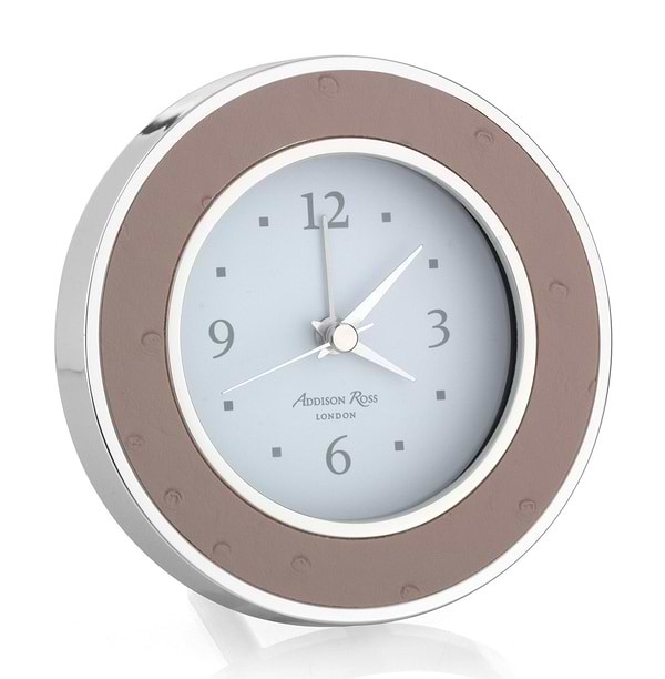 Blush Ostrich Silver Alarm Clock