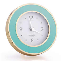 Turquoise Blue & Gold Alarm Clock