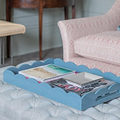 Chambray Blue Large Lacquered Scallop Ottoman Tray – Limited Edition - Addison Ross Ltd UK