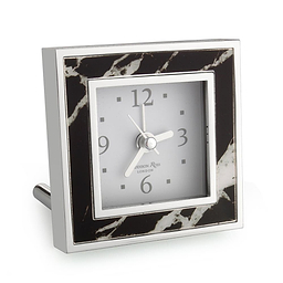 Black Marble Square Alarm Clock