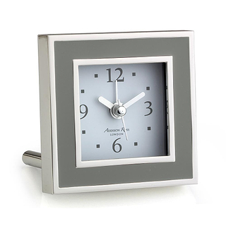 Taupe Enamel Square Alarm Clock