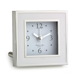 White & Silver Square Silent Alarm Clock
