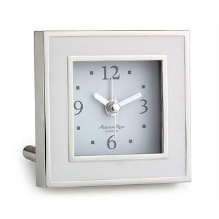 White & Silver Square Silent Alarm Clock