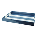 Denim Blue Striped Large Lacquered Ottoman Tray