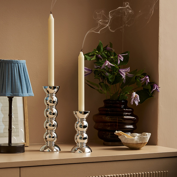 23cm Bobbin Candlestick Chrome - Addison Ross Ltd UK