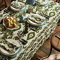 Ikat Khaki Linen Tablecloth