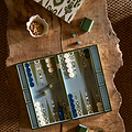 Ikat Khaki Lacquered Backgammon Set