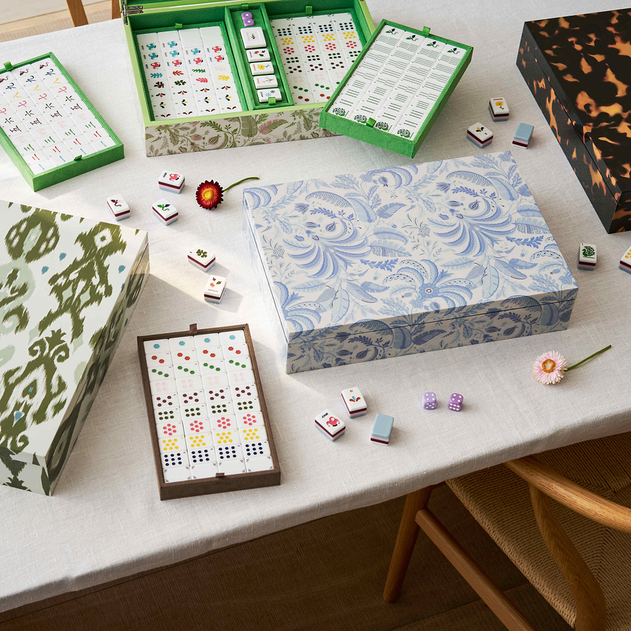 Palm Beach Green Lacquered Mahjong Set
