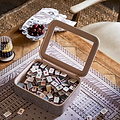 Mink Grasscloth & Cappuccino Suede Interior Mahjong Travel Bag