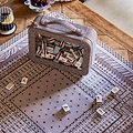 Mink Grasscloth & Cappuccino Suede Interior Mahjong Travel Bag