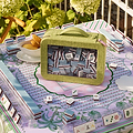 Green Grasscloth & Pink Suede Interior Mahjong Travel Bag