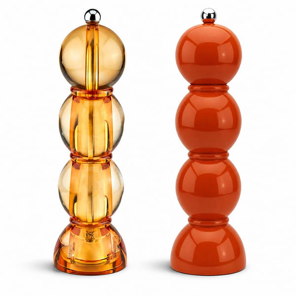Amber Icy and Orange Bobbin Salt & Pepper Mill Set
