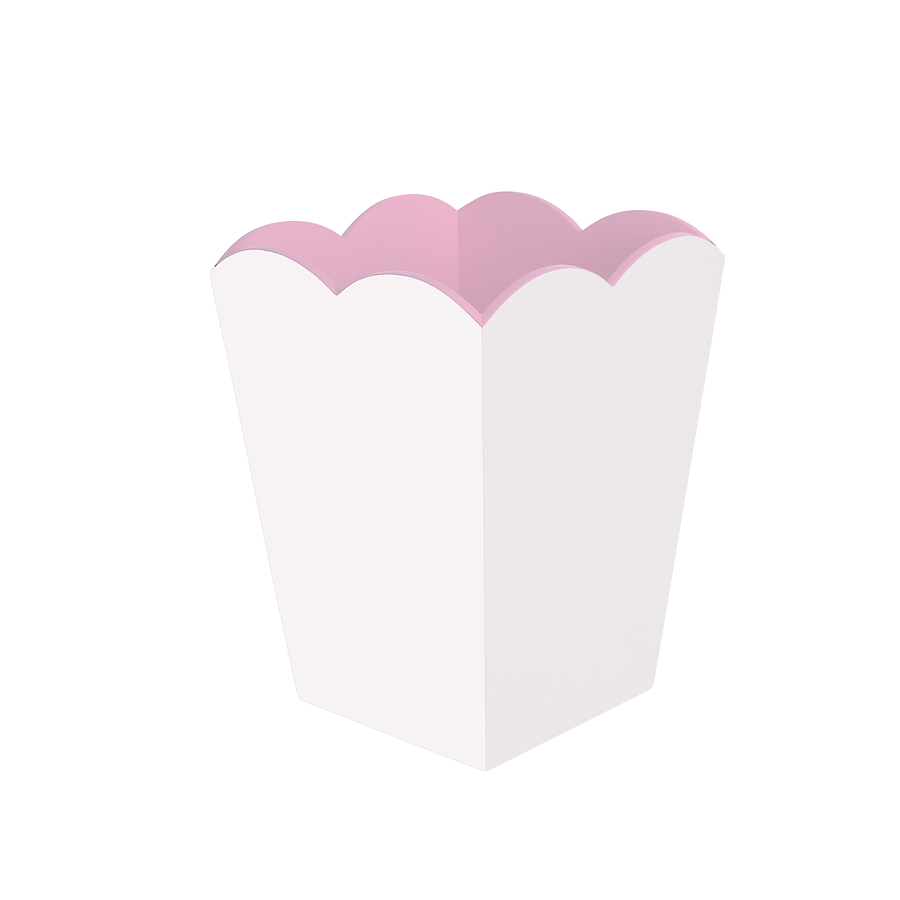 Scalloped Lacquer Bin – White & Pink