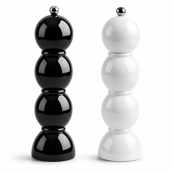 Black and White Bobbin Salt & Pepper Mills