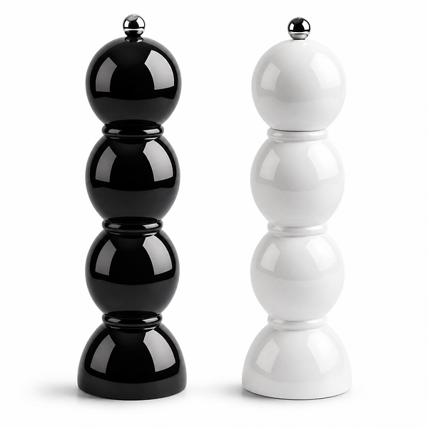 Black and White Bobbin Salt & Pepper Mills