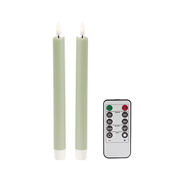 Sage Green Wax LED Candles - Set of 2