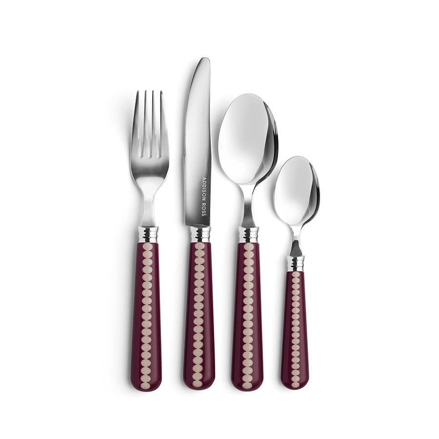 Cherry & Cappuccino Bobbin Cutlery - 16-Piece Set