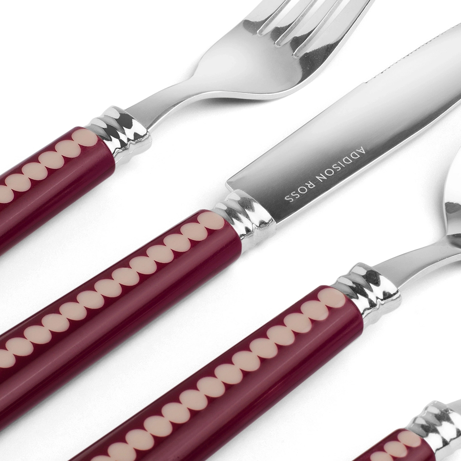 Cherry & Cappuccino Bobbin Cutlery - 16-Piece Set
