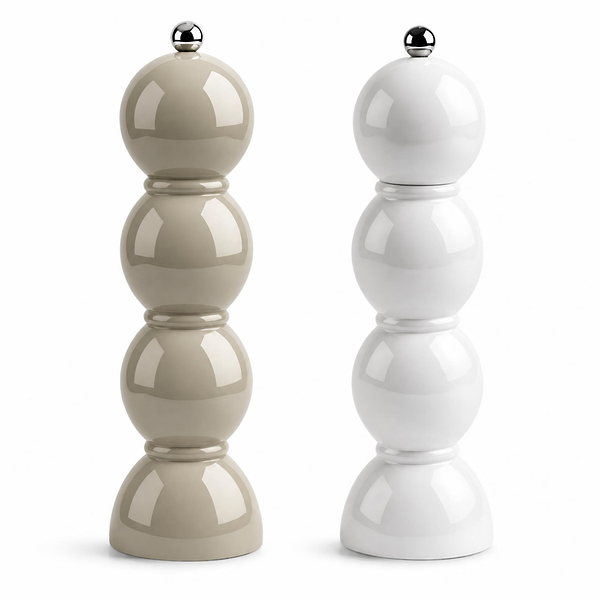 Cappuccino and White Bobbin Salt & Pepper Mills