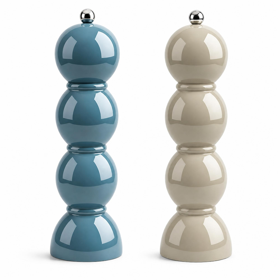 Chambray and Cappuccino Bobbin Salt & Pepper Mills