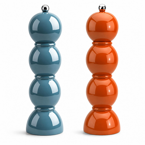 Chambray and Orange Bobbin Salt & Pepper Mill Set