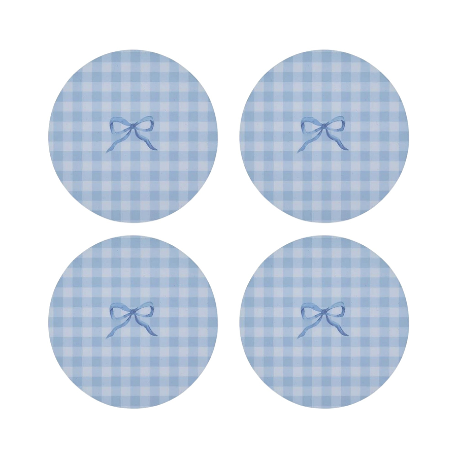 Blue Gingham Coasters- Set of 4