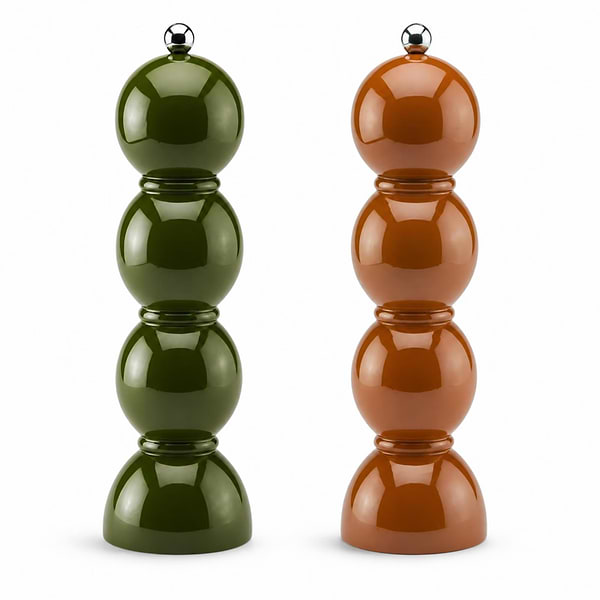 Khaki and Nutmeg Bobbin Salt & Pepper Mills