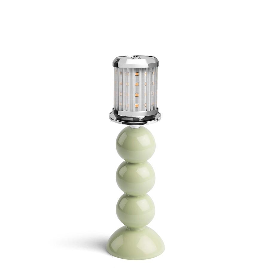 Small Sage Bobbin Lamp Base & Rechargeable Bulb