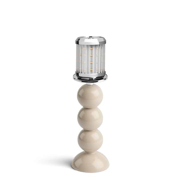 Small Cappuccino Bobbin Lamp Base & Rechargeable Bulb