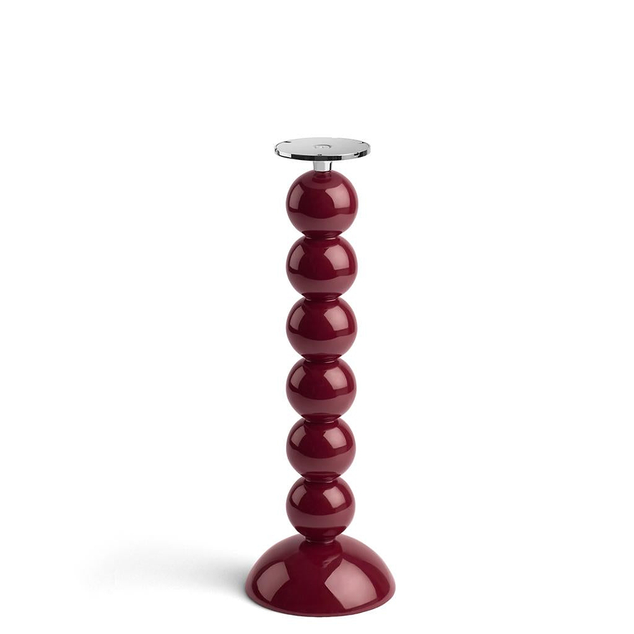 Tall Cherry Bobbin Lamp Base & Rechargeable Bulb