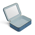 Sky Blue Grasscloth & Light Blue Suede Interior Mahjong Travel Bag