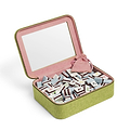 Green Grasscloth & Pink Suede Interior Mahjong Travel Bag