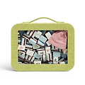 Green Grasscloth & Pink Suede Interior Mahjong Travel Bag