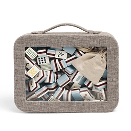 Mink Grasscloth & Cappuccino Suede Interior Mahjong Travel Bag