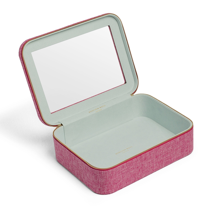 Pink Grasscloth & Eau de Nil Suede Interior Mahjong Travel Bag