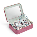 Pink Grasscloth & Eau de Nil Suede Interior Mahjong Travel Bag